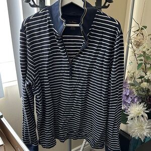 L.L. Bean Men's Navy and White Striped Pullover